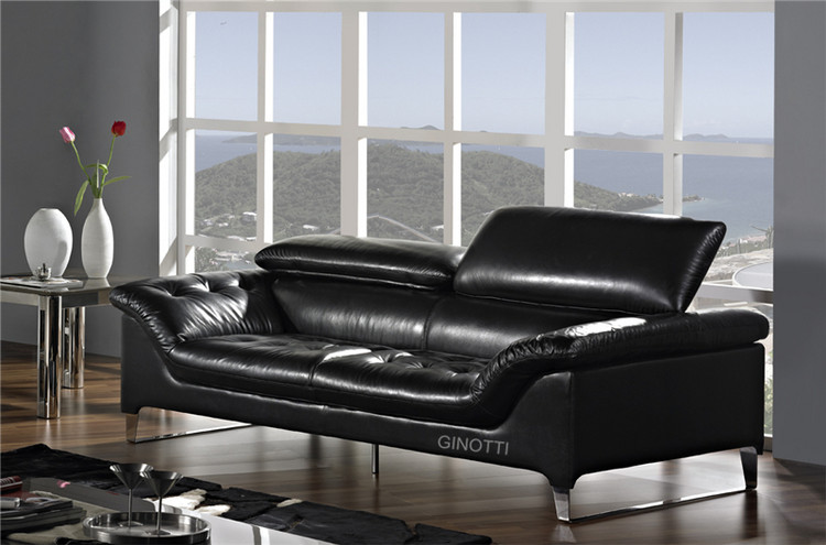 italian design leather sofa with adjustable backrest gls1009